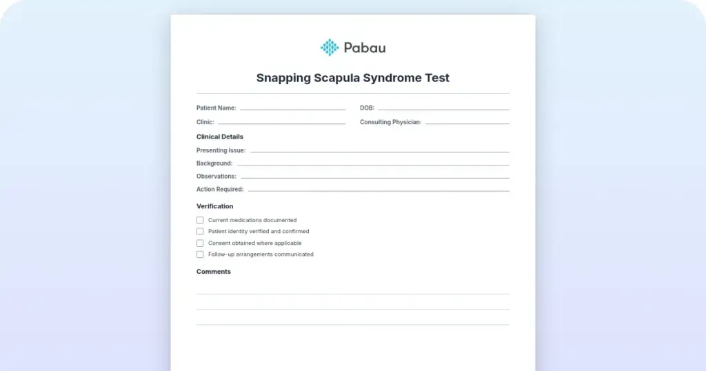 Snapping scapula syndrome test preview from Pabau