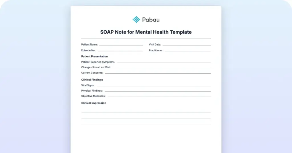 Soap Note For Mental Health Template