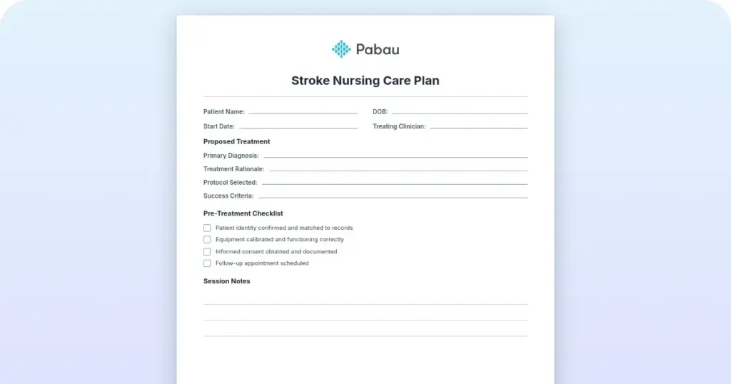 Stroke nursing care plan: NANDA diagnoses and interventions preview from Pabau