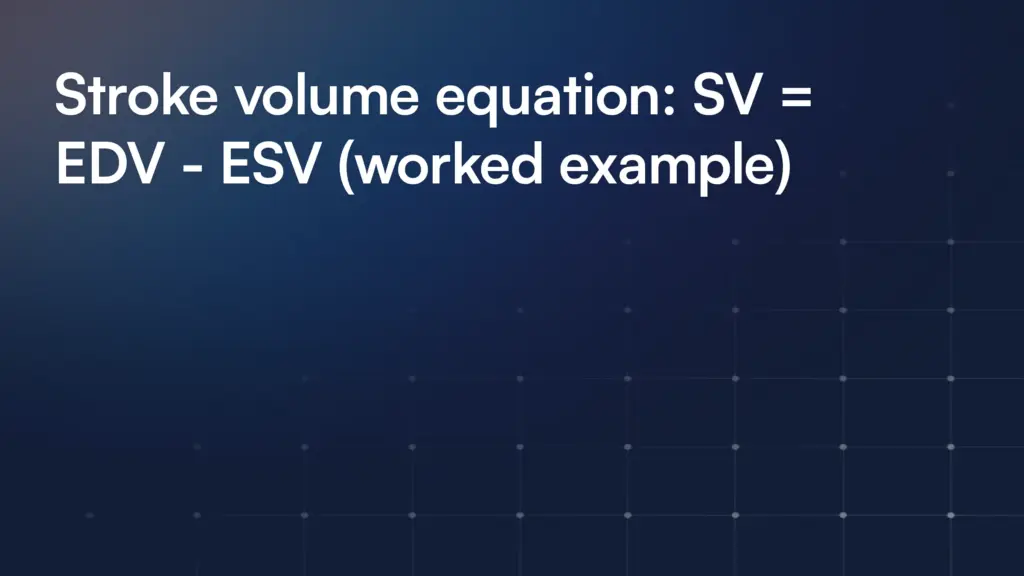 Stroke volume equation: SV = EDV - ESV (worked example)