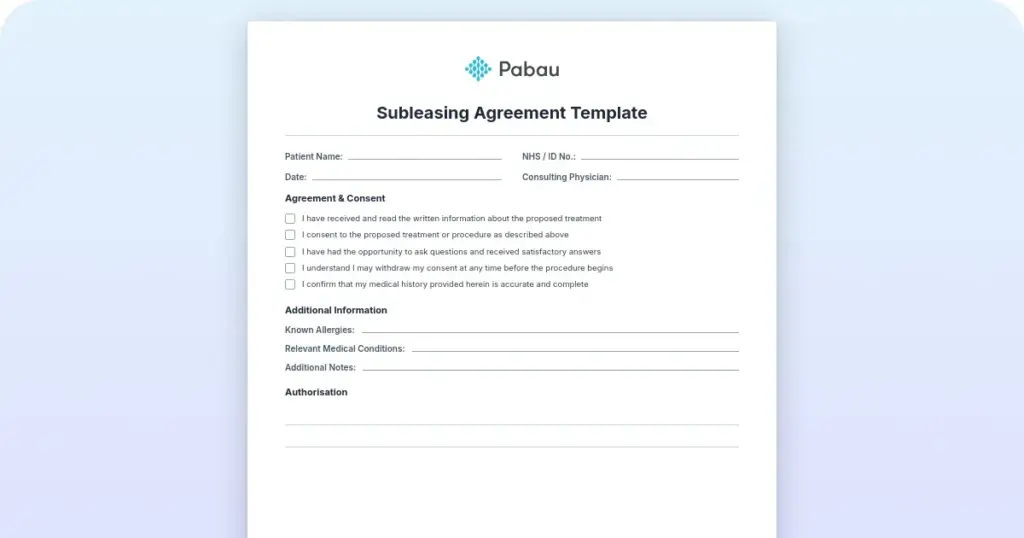 Subleasing agreement template: Free PDF preview from Pabau