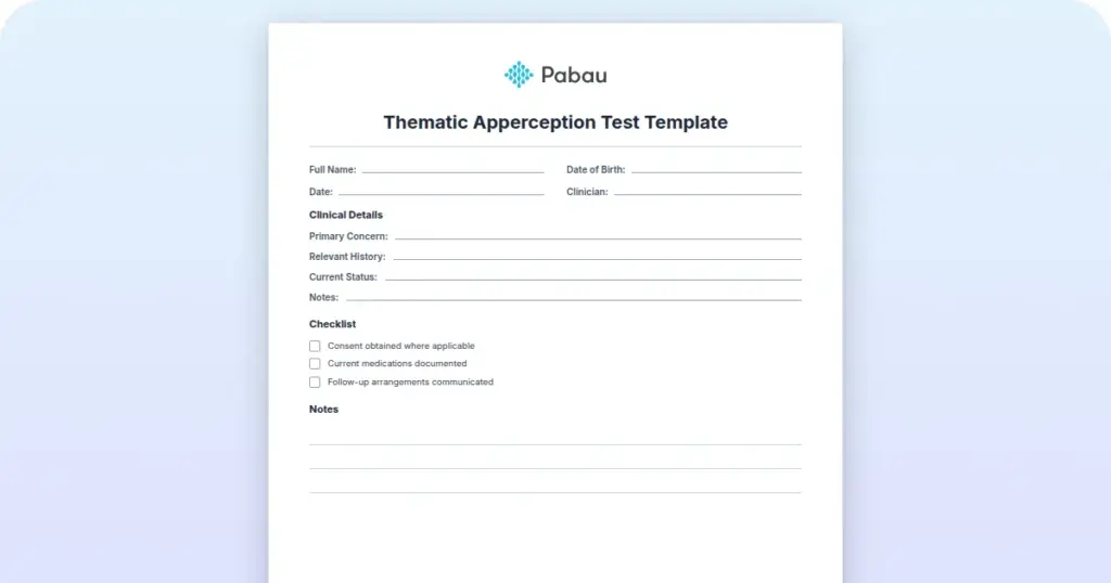 Thematic Apperception Test Template preview from Pabau