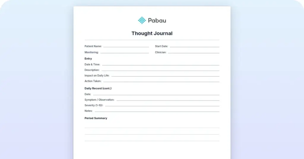 Thought journal: Free template preview from Pabau