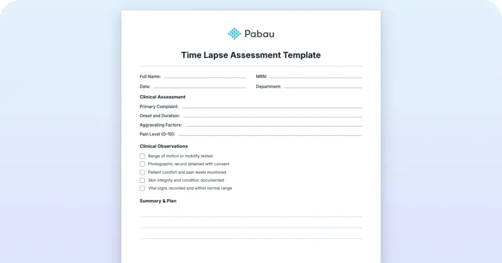 Time Lapse Assessment Template