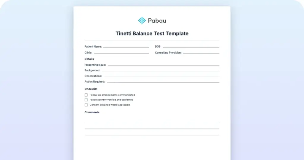 Tinetti Balance Test Template