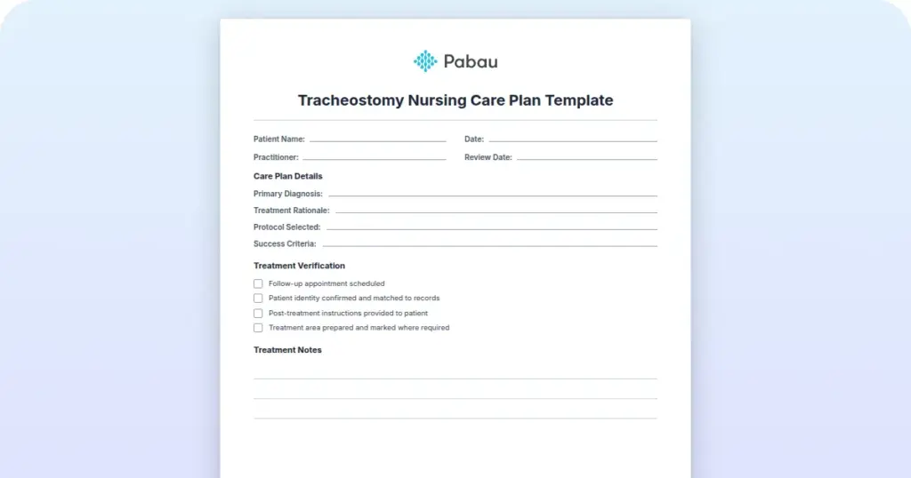Tracheostomy Nursing Care Plan preview from Pabau
