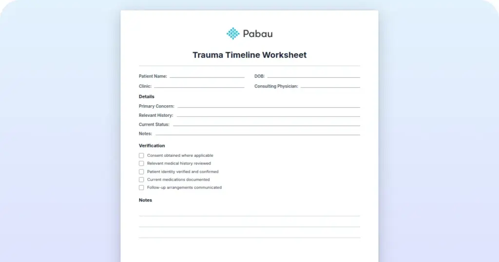 Trauma Timeline Worksheet