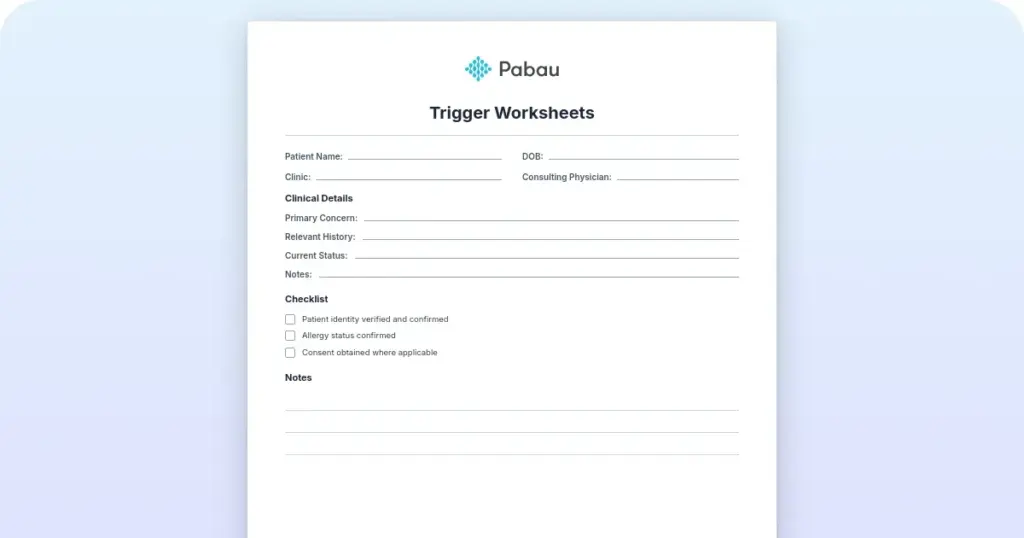 Trigger worksheets for therapy: Free trauma & addiction work PDF preview from Pabau
