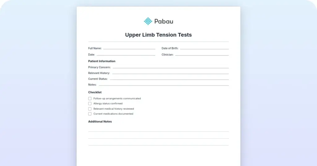Upper Limb Tension Tests (ULTT) preview from Pabau