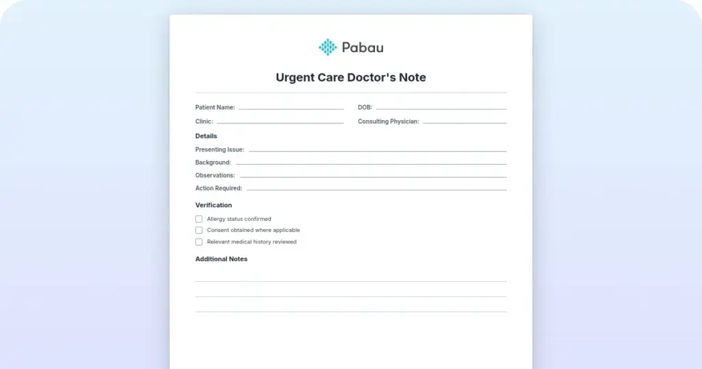 Urgent Care Doctor's Note: Free Template & Best Practices preview from Pabau