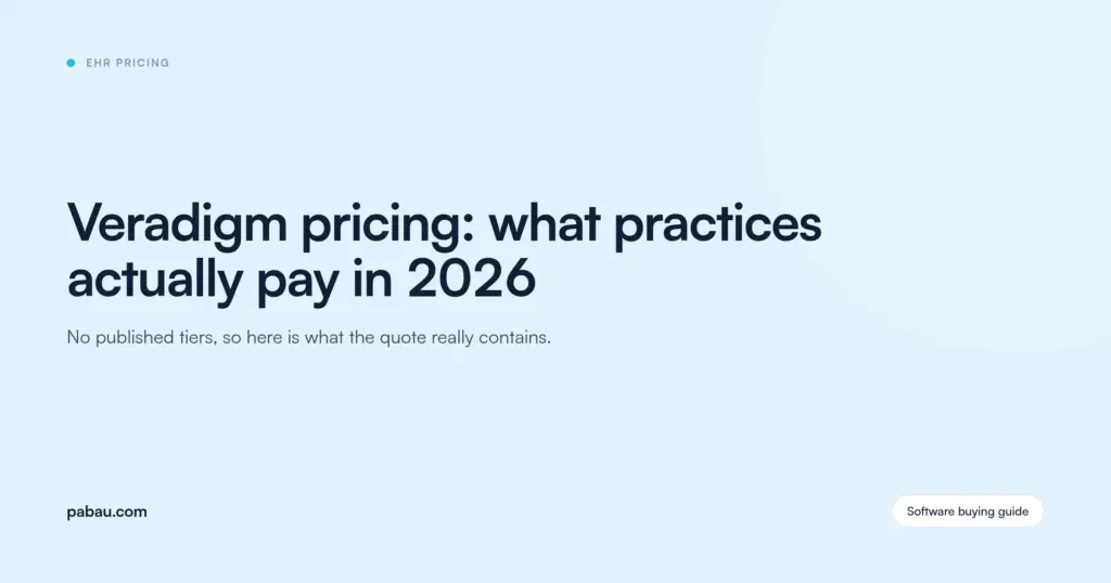 Pabau blog card: Veradigm pricing, what practices actually pay in 2026