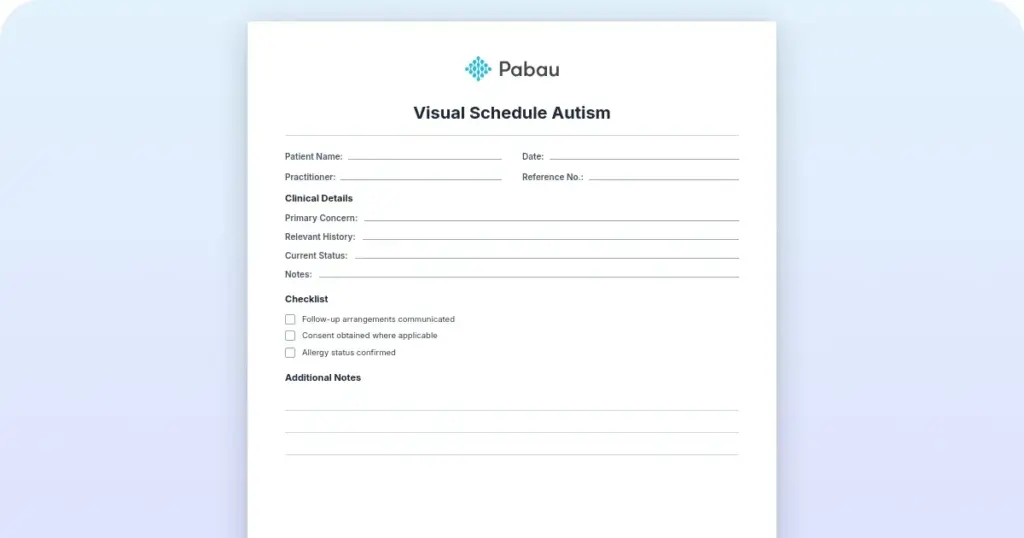 Visual Schedule Autism Template preview from Pabau