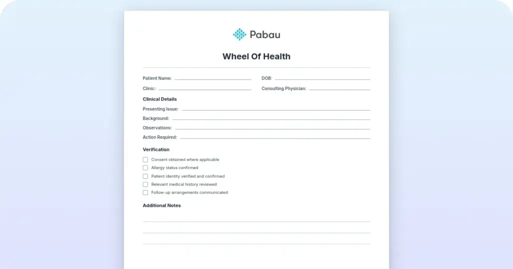 Wheel of Health Template: Free PDF, 7 areas to score preview from Pabau