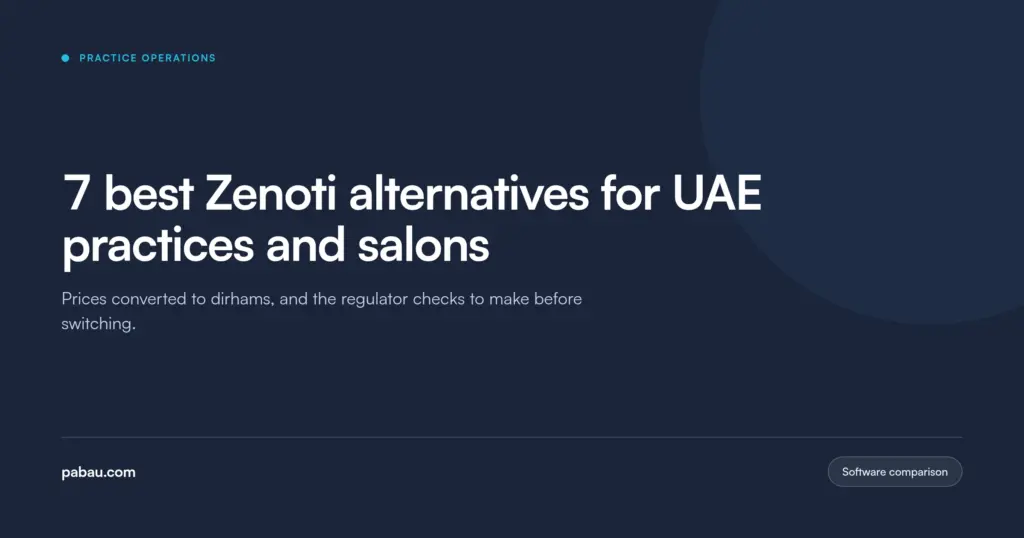 Pabau blog card: 7 best Zenoti alternatives for UAE practices and salons