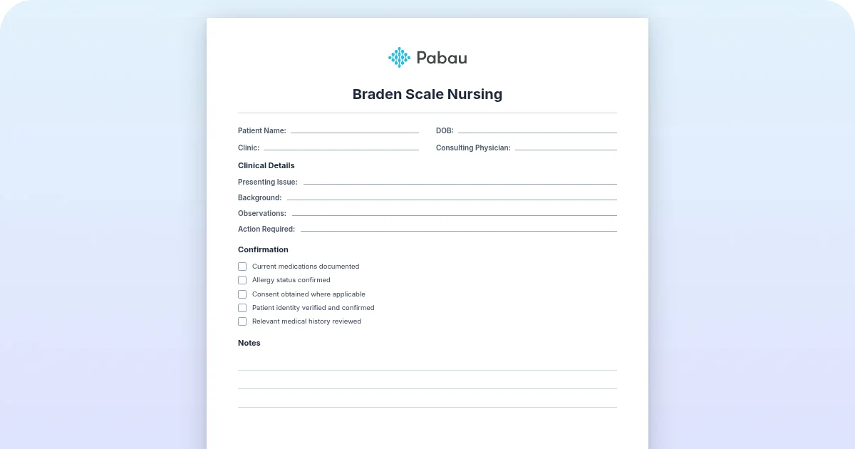 Braden scale nursing: Free template and scoring guide - Free PDF ...