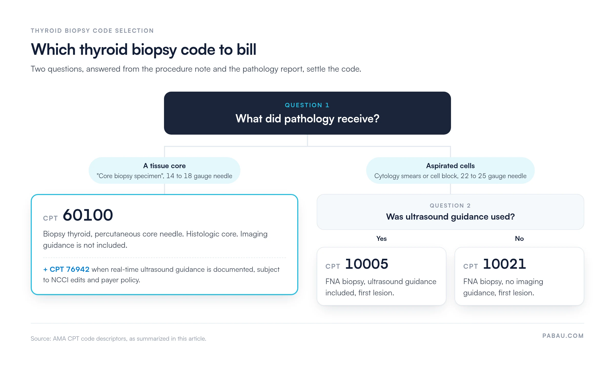 Decision diagram for thyroid biopsy codes.