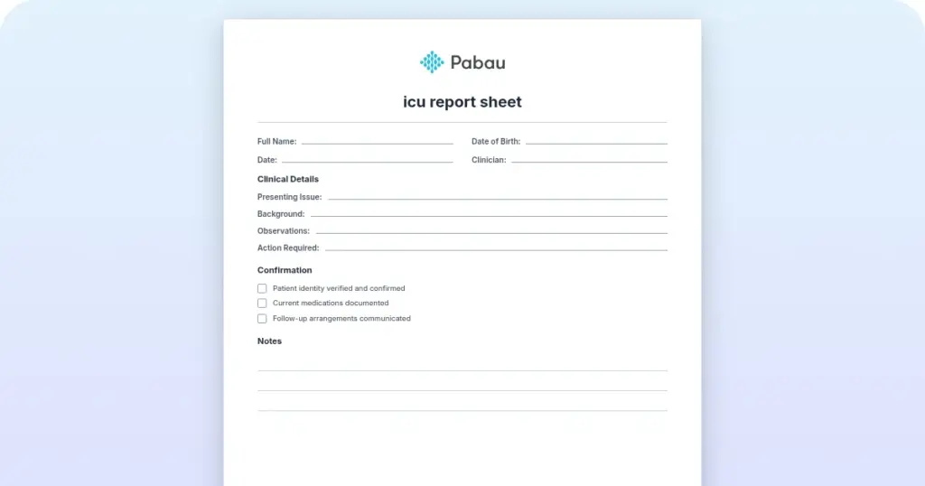 Icu Report Sheet