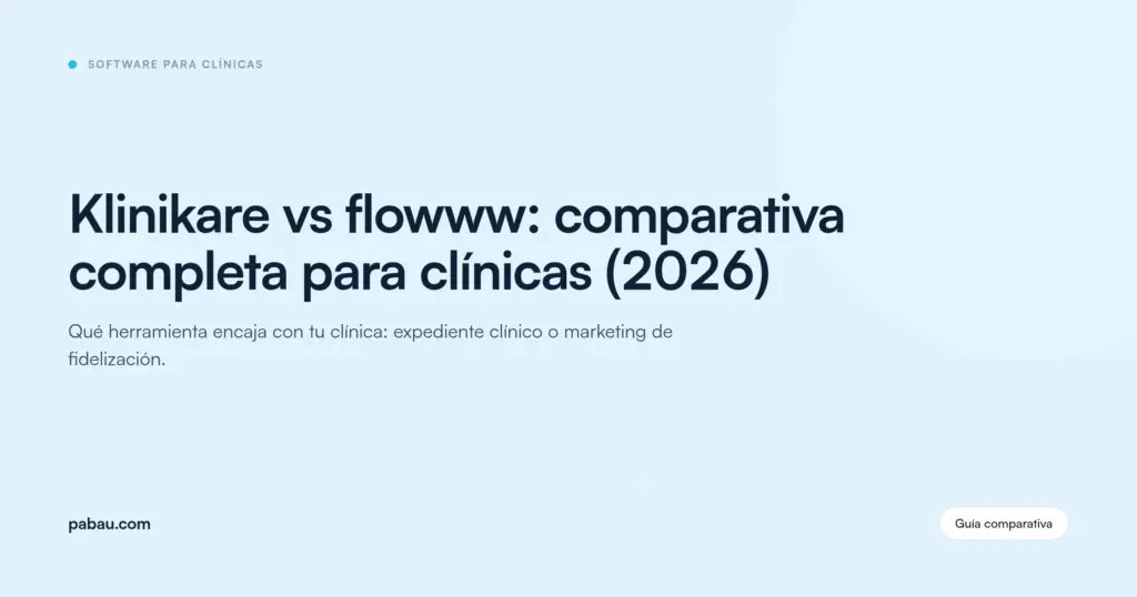 Tarjeta del blog de Pabau: Klinikare vs flowww, comparativa completa para clínicas (2026)