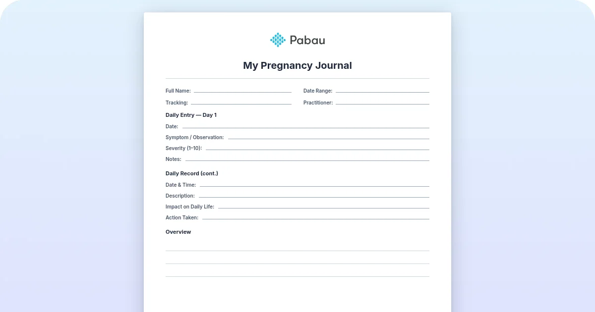 Pregnancy journal template