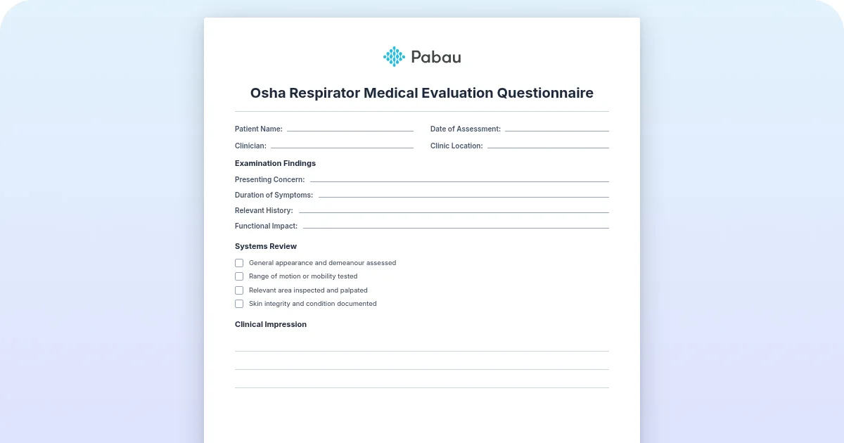 Osh Forms OSHA respirator medical evaluation questionnaire (free PDF) - Free PDF ...
