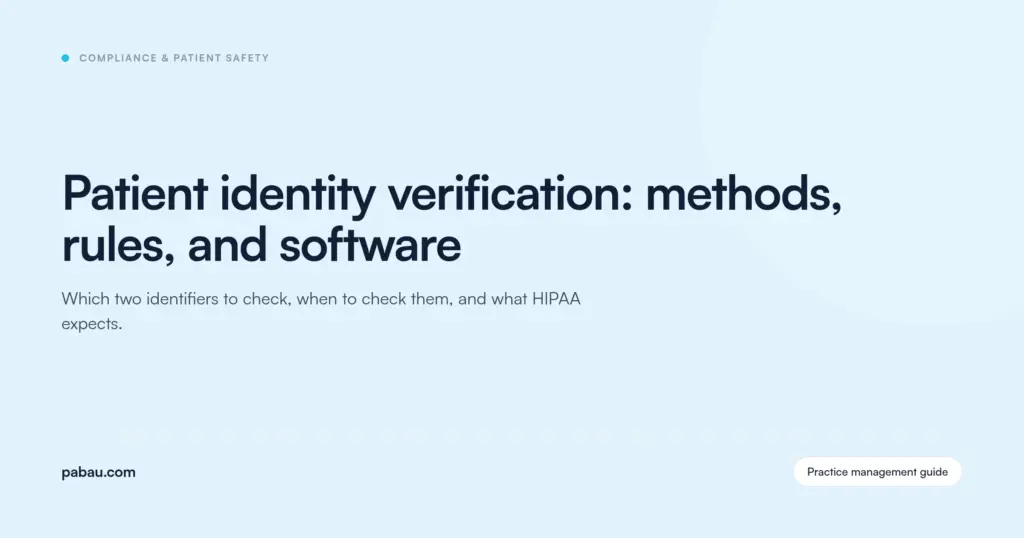 Pabau blog card: Patient identity verification: methods, rules, and software