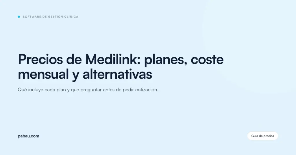 Tarjeta del blog de Pabau: Precios de Medilink: planes, coste mensual y alternativas