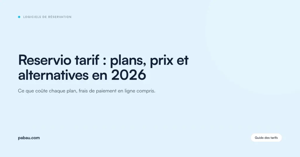 Carte du blog Pabau : Reservio tarif : plans, prix et alternatives en 2026