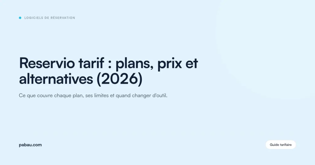 Carte du blog Pabau : Reservio tarif : plans, prix et alternatives (2026)
