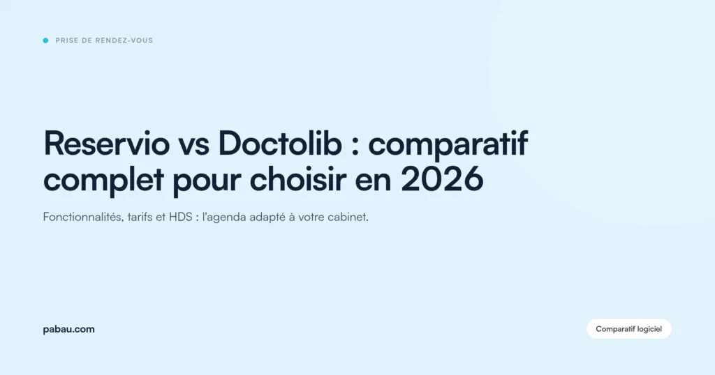 Carte du blog Pabau : Reservio vs Doctolib, comparatif complet pour choisir en 2026