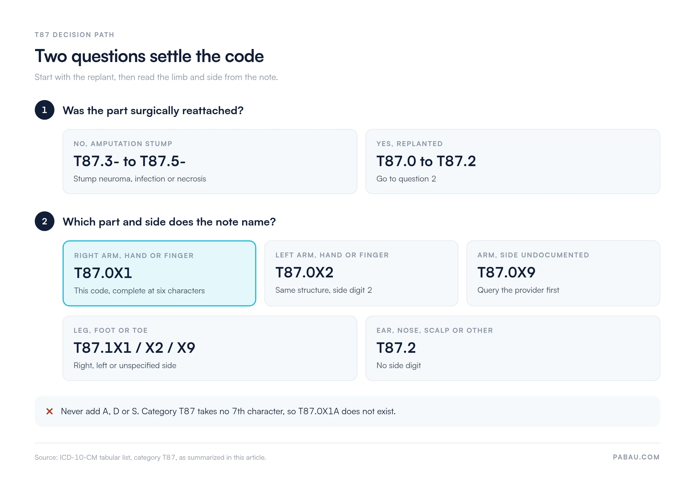 Decision path for T87 codes